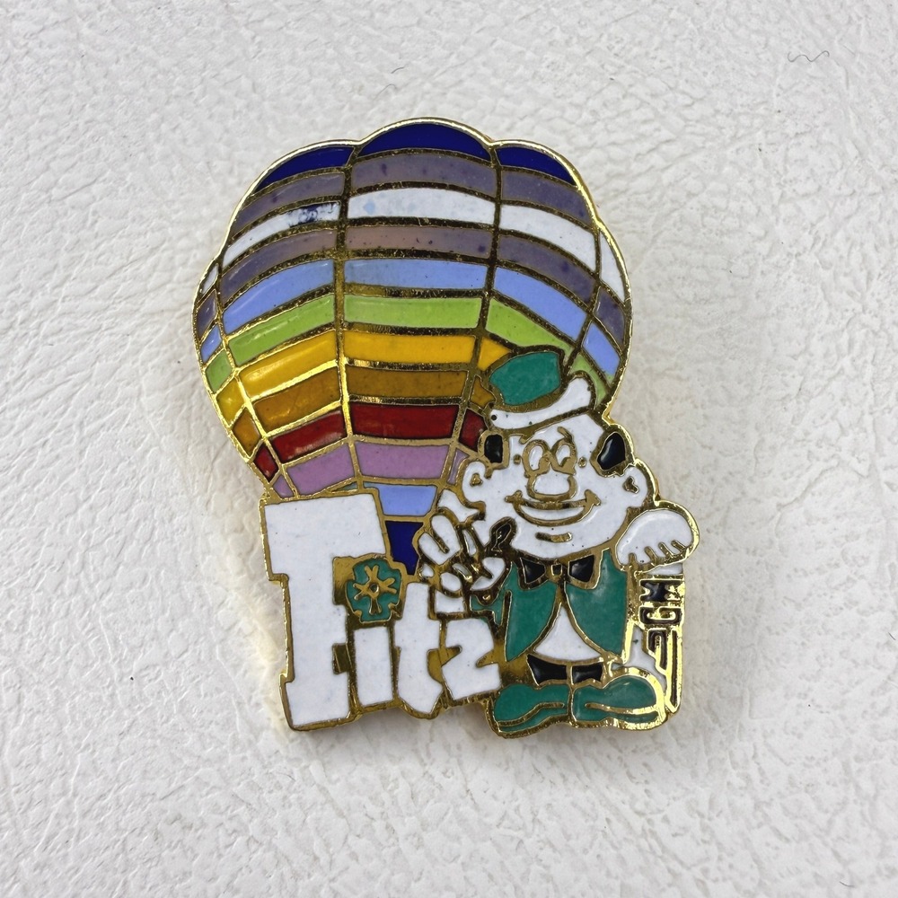 Vintage Fitz Hot Air Balloon Enamel‎ Pin Collector Gold Tone